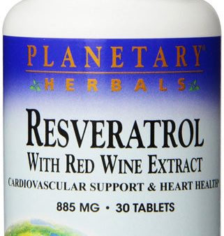 PLANETARY HERBALS - Resveratrol with Red Wine Extract - 30 Tablets For Sale