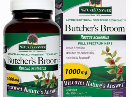 NATURE S ANSWER - Butchers Broom Root 1000 mg - 90 Vegetarian Capsules on Sale