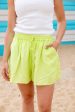 Harlow Linen Blend Shorts in Lime Cheap