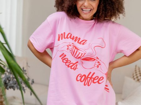 Mamma Needs Coffee Tee in Sherbet Fashion