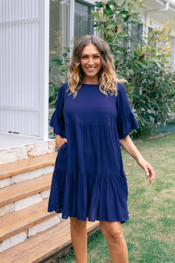 Sadie Dress in Navy For Discount