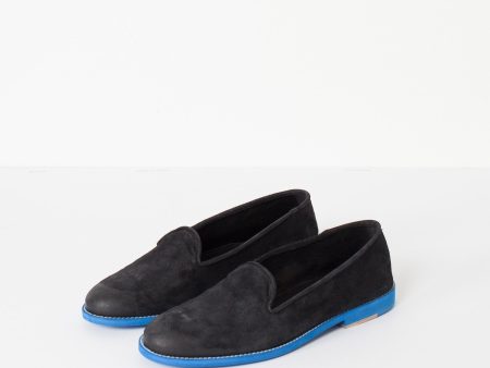 Suede Loafers - Black Blue Sale