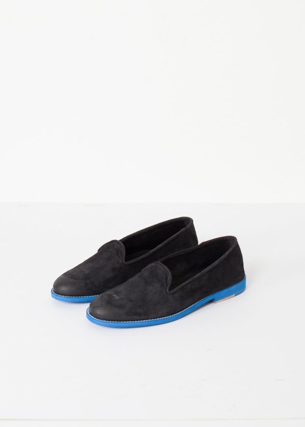 Suede Loafers - Black Blue Sale