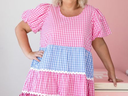 Greta Party Dress in Gingham Mix Discount