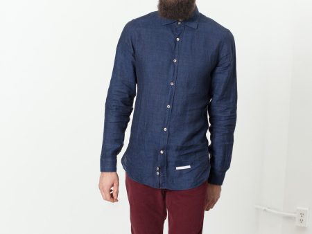 Button Up Shirt in Navy For Discount