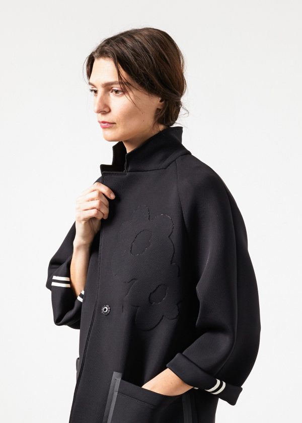 Neoprene Flower Coat in Black Cheap