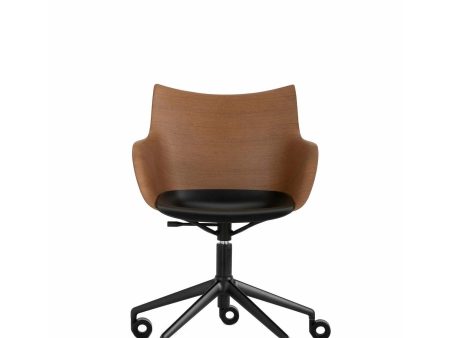 Q Wood Adjustable Height Desk Chair with Wheels Online now