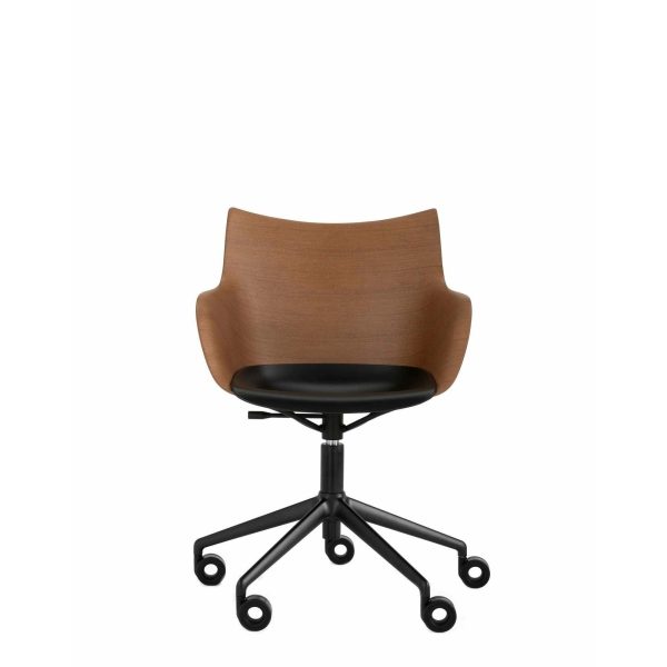 Q Wood Adjustable Height Desk Chair with Wheels Online now