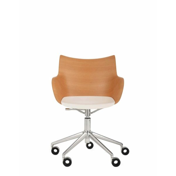 Q Wood Adjustable Height Desk Chair with Wheels Online now