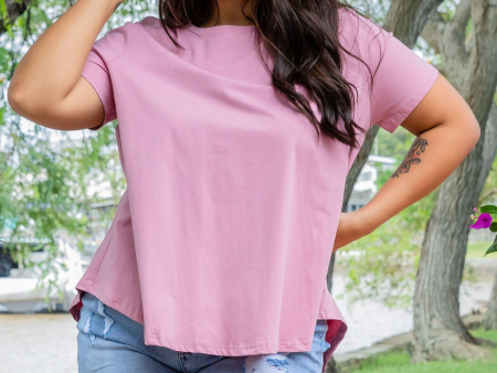 Macey Hi-Low T-Shirt in Mauve Cheap