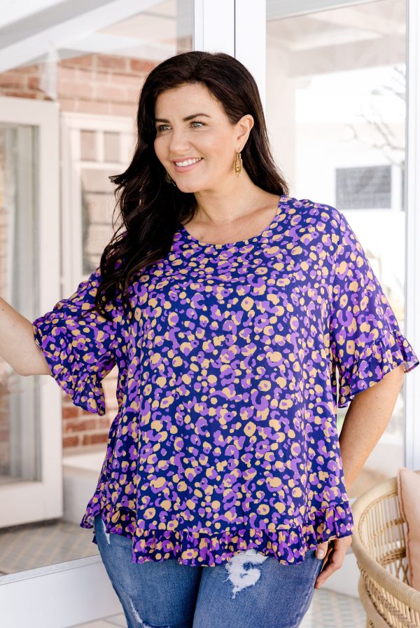 Magnolia Purple Leopard Print Top Hot on Sale