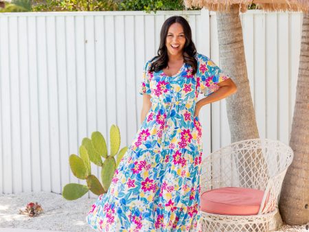 Bonnie Maxi Dress in Lemon Garden For Cheap