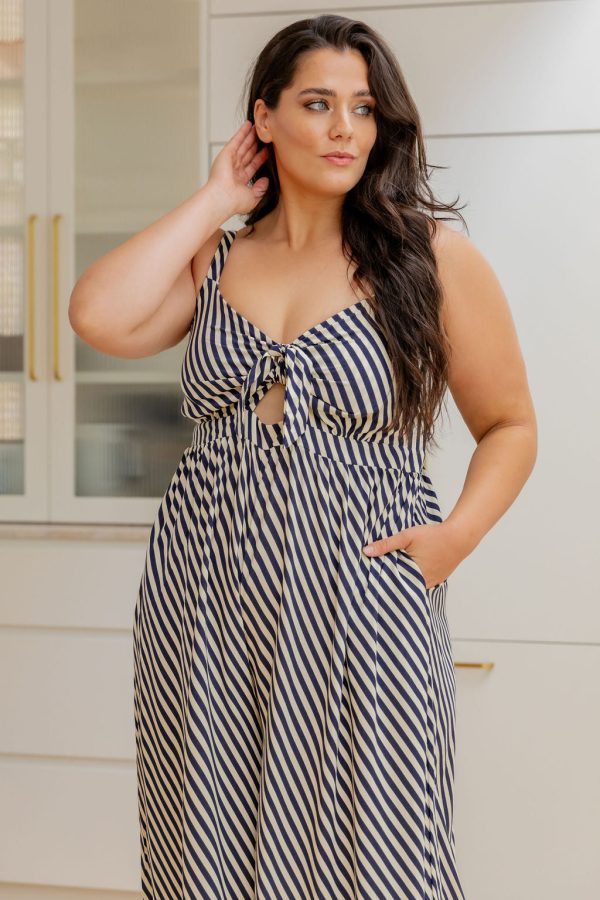 Christina Jumpsuit in Candy Stripe Navy Online