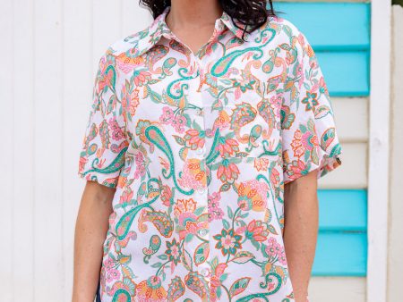 Samara Linen Blend Shirt in Shay Paisley For Cheap