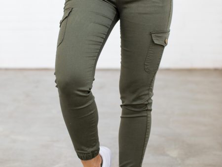 Florence Denim Joggers in Khaki Supply