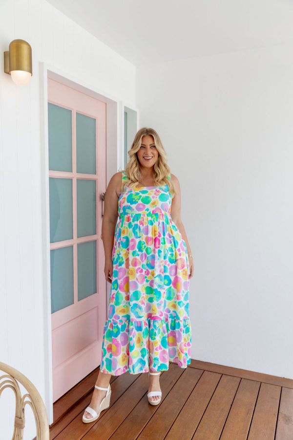 Eva Linen Blend Maxi Dress in Pastel Leopard by Kasey Rainbow For Cheap