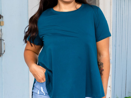 Macey Hi-Low T-Shirt in Teal Online now