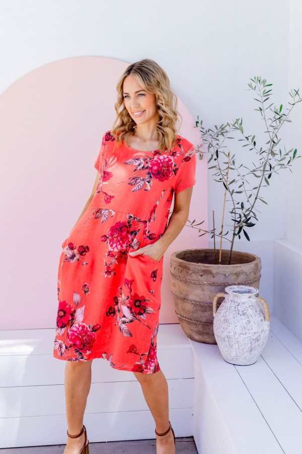 Eve Dress in Hibiscus For Discount