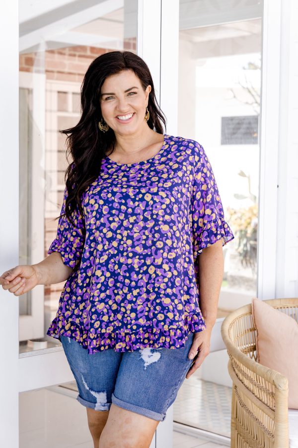 Magnolia Purple Leopard Print Top Hot on Sale