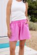 Harlow Linen Blend Shorts in Berry Online Sale