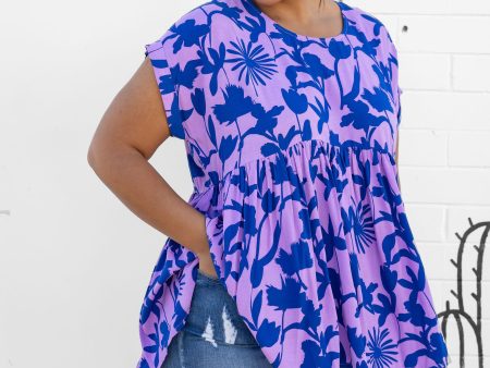 Sally Top in Blue & Purple For Discount