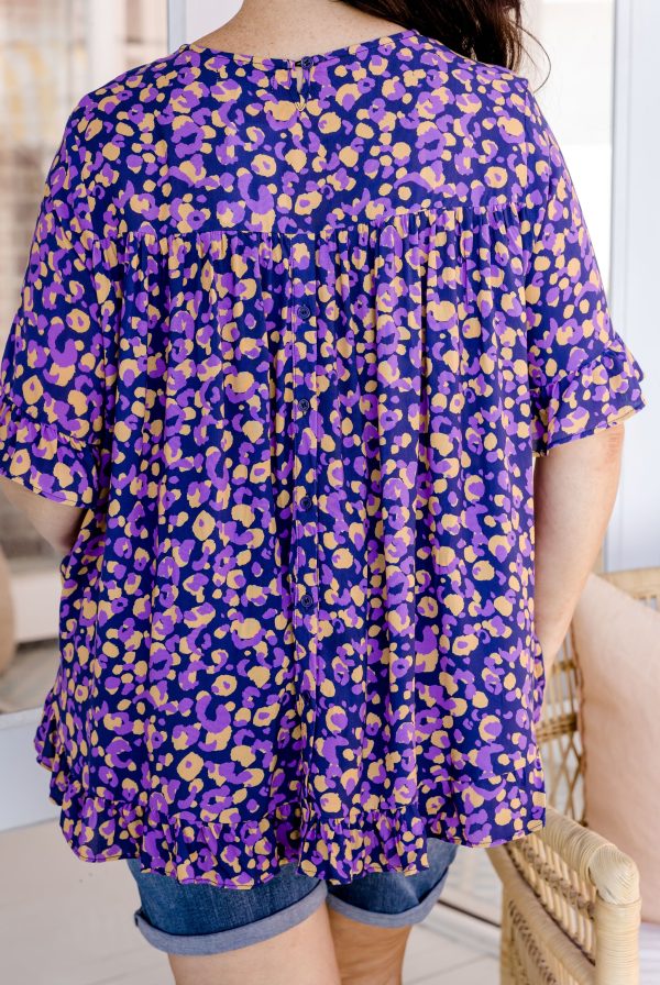 Magnolia Purple Leopard Print Top Hot on Sale