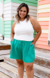 Harlow Linen Blend Shorts in Jade Fashion