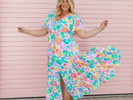 Bonnie Linen Blend Dress in Pastel Leopard by Kasey Rainbow Discount