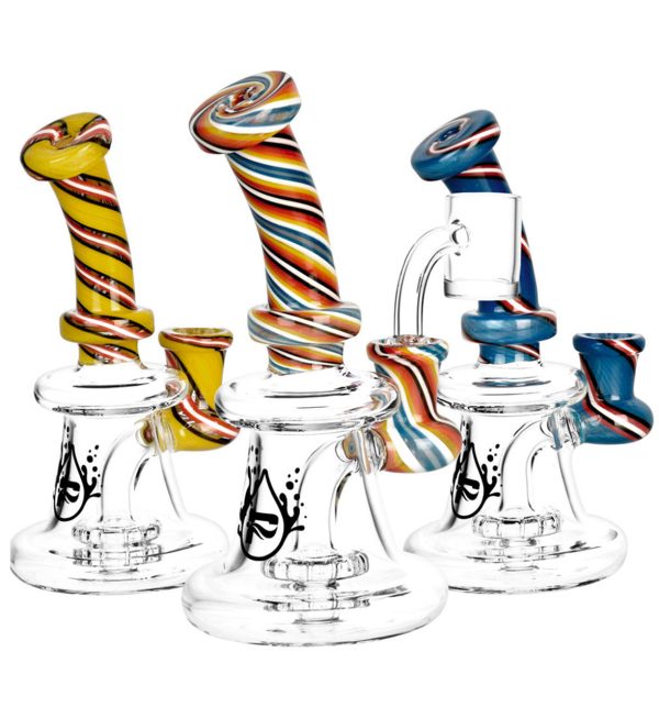 Pulsar 6” Retro Stripe Swirl Dab Rig Supply