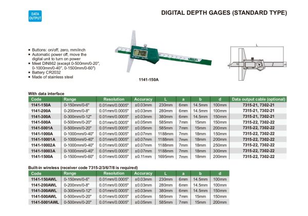 INSIZE Digital Depth Gage - Standard Type 1141 Hot on Sale