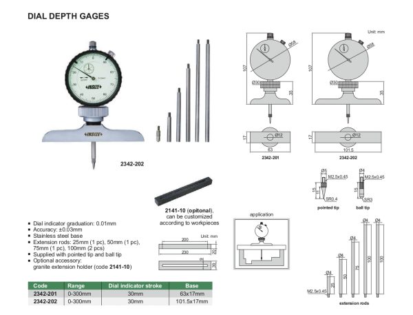 INSIZE Dial Depth Gauge   Gage 2342 on Sale