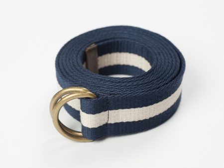 Striped Web Belt in Navy White Sale