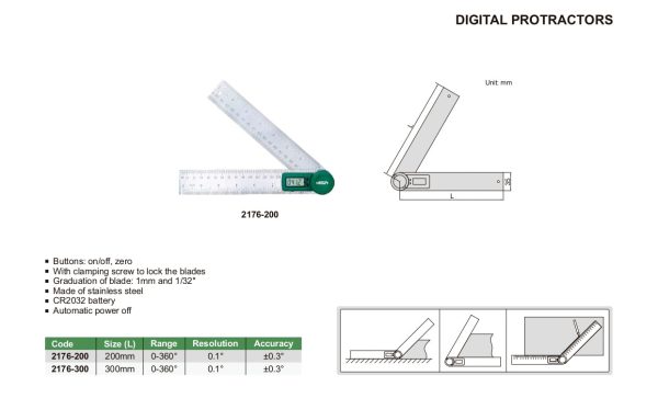 INSIZE Digital Protractors 2176 Cheap