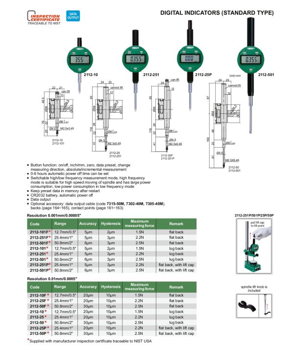 INSIZE Digital Indicators - Standard Type 2112 Sale