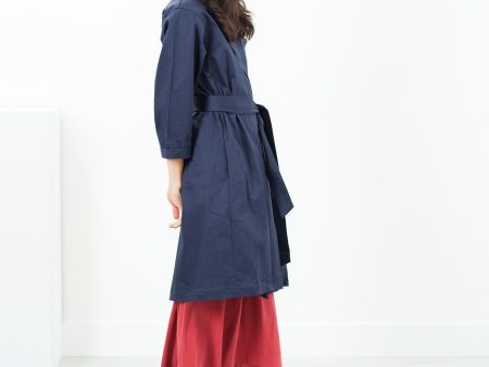 Sateen Trench in Navy Fashion