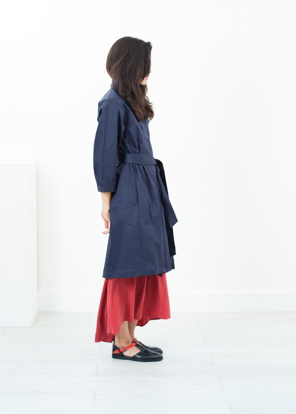 Sateen Trench in Navy Fashion