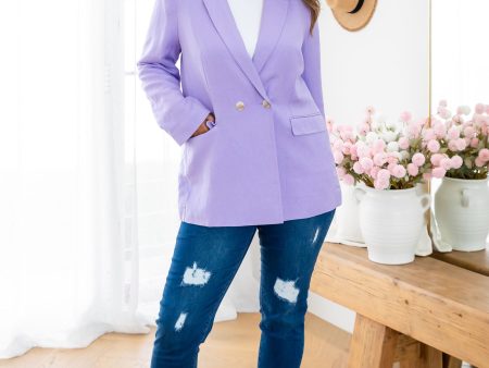 Tammy Linen Blend Blazer in Lavender Fashion