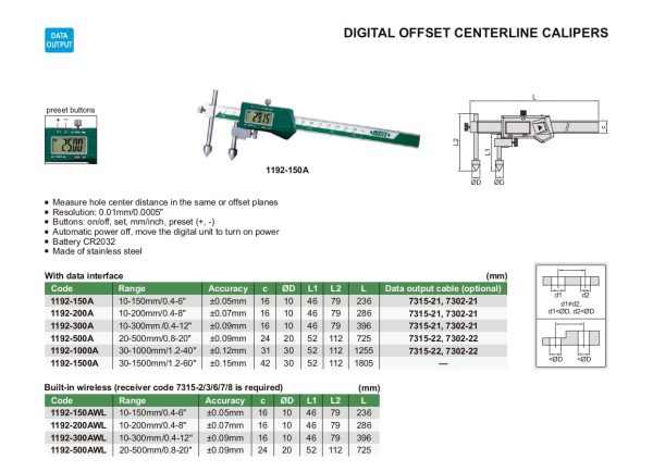 INSIZE Digital Offset Centerline Caliper 1192 Cheap