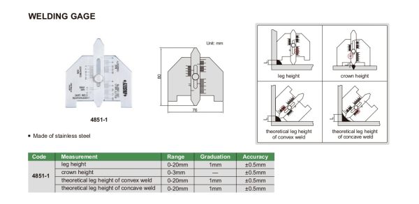 INSIZE Welding Gauge   Gage 4851-1 Online now