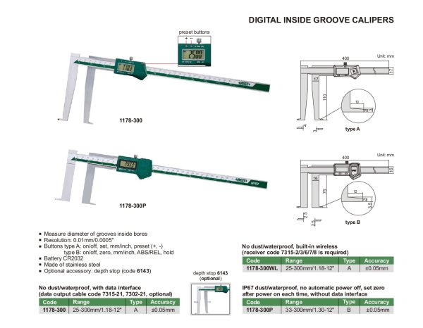 INSIZE Digital Inside Groove Caliper 1178 Fashion