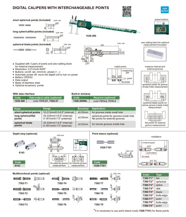 INSIZE Digital Caliper With Interchangeable Points 1526 Online now