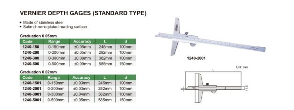 INSIZE Vernier Depth Gauge   Gage - Standard Type For Discount