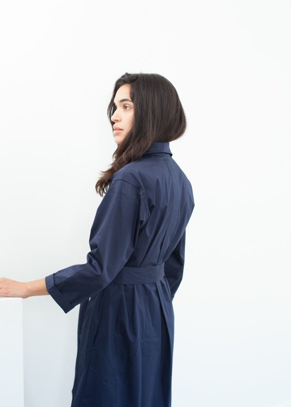 Sateen Trench in Navy Fashion