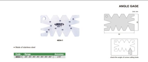 INSIZE Angle Gauge   Gage Sale