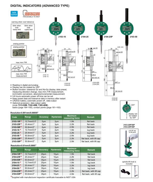 INSIZE Digital Indicators - Advanced Type 2103 - 2104 Online Hot Sale