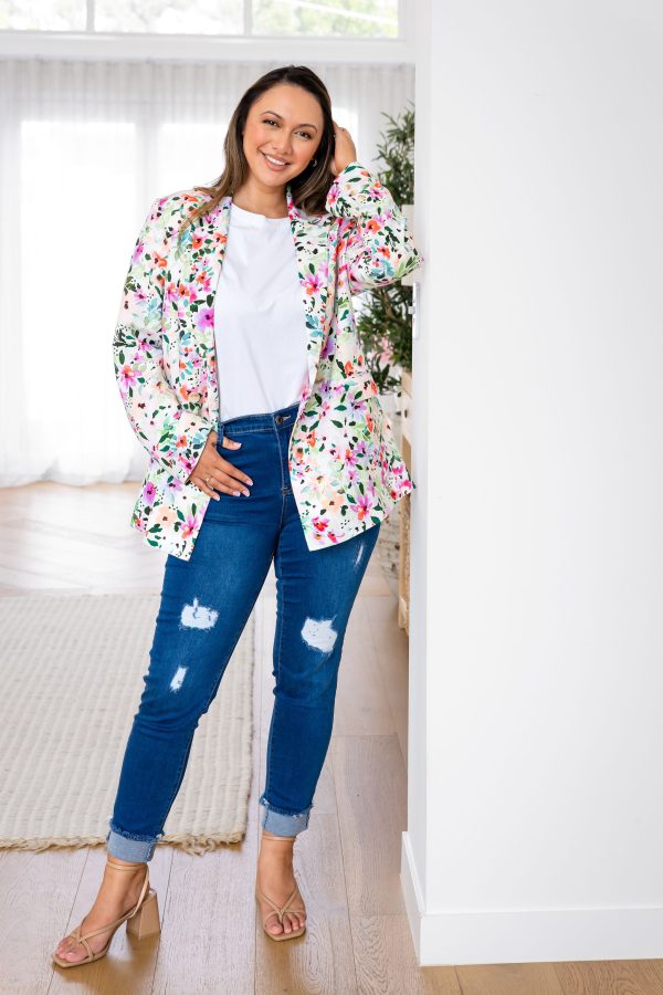 Tammy Linen Blend Blazer in Rose Fleur Cheap