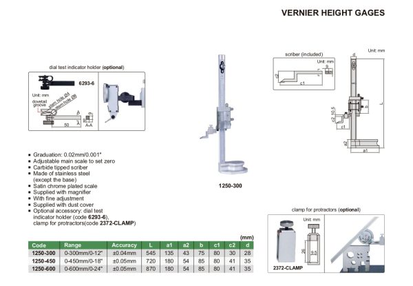 INSIZE Vernier Height Gauge   Gage 1250 For Cheap