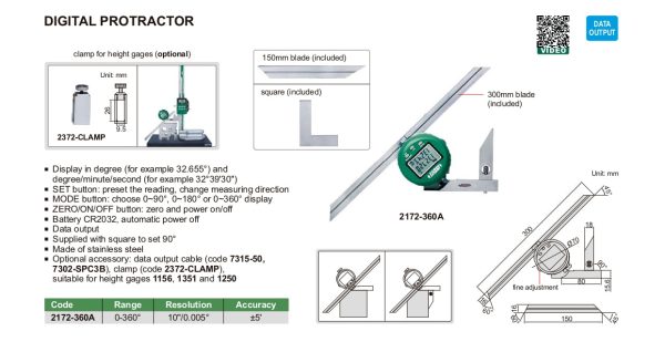 INSIZE Digital Protractor 2172 Discount