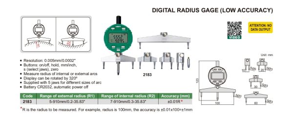 INSIZE Digital Radius Gage - low Accuracy 2183 Supply