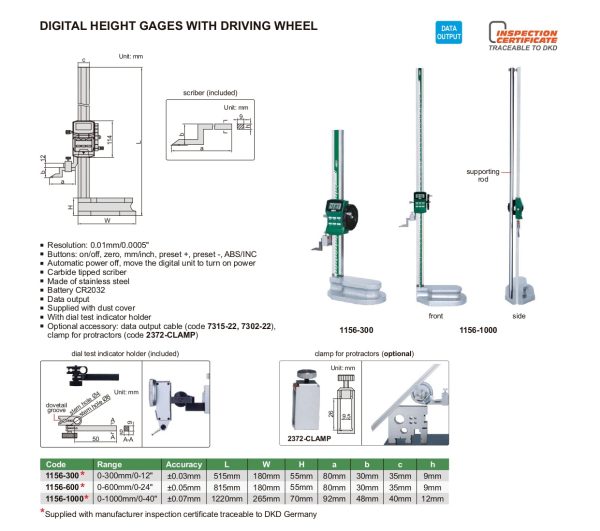 INSIZE Digital Height Gage with Driving wheel 1156 Cheap